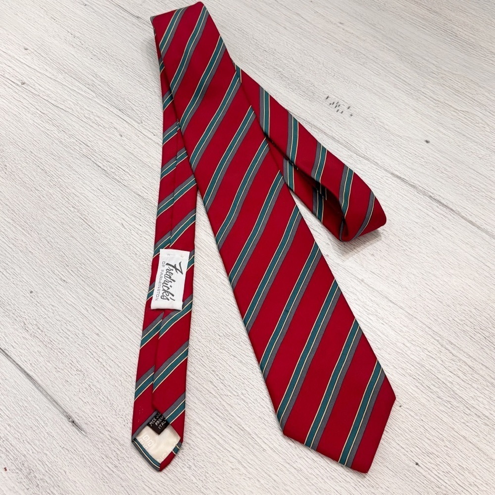 Vintage GIVENCHY Men’s Maroon Blue Diagonal Striped 100% Silk Tie Made In USA